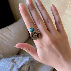 خاتم شمس السعادة (نحاس اصفر فري سايز بحجر فاخر)