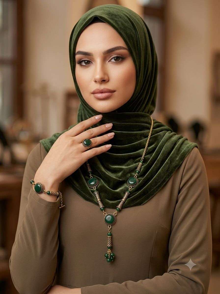 طقم ” أصالة “ عقد وانسيال وخاتم من النحاس الاصفر - الصورة 2